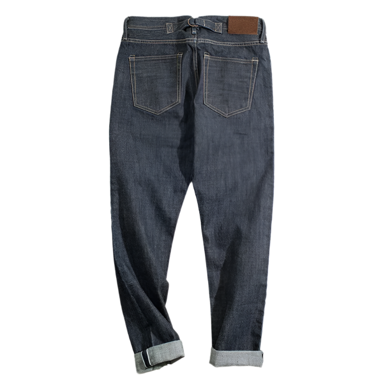 ApparelKsseT Navy Blue Streetwear 14oz Selvedge Raw Denim, back view details