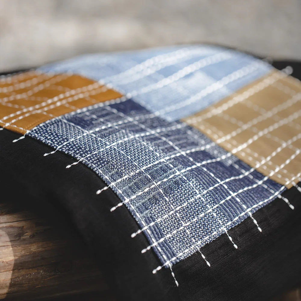 MADEN Color-Block Patchwork Tee – Slub Cotton