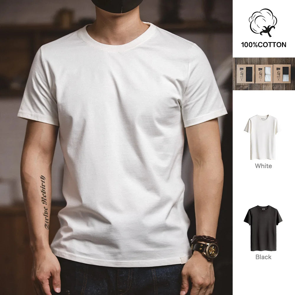 MADEN Heavyweight Cotton Tee – Black / Beige (1pc / 2pcs)