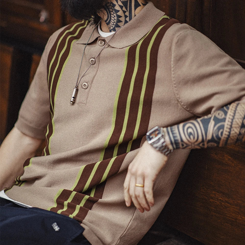MADEN Retro Knit Bowling Polo – Yuppie Collar