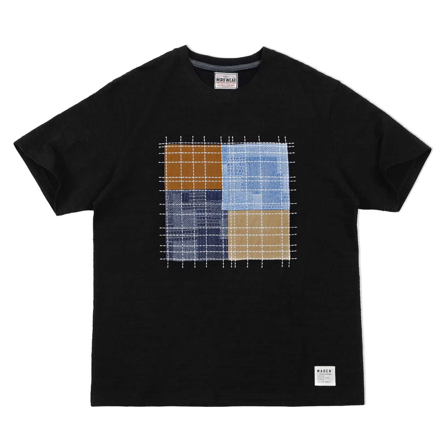 MADEN Color-Block Patchwork Tee – Slub Cotton