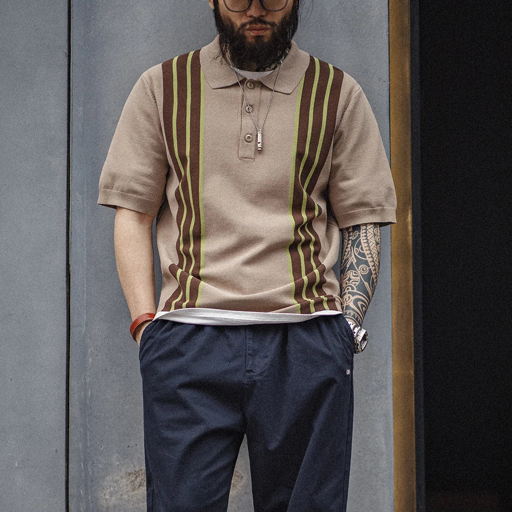 MADEN Retro Knit Bowling Polo – Yuppie Collar