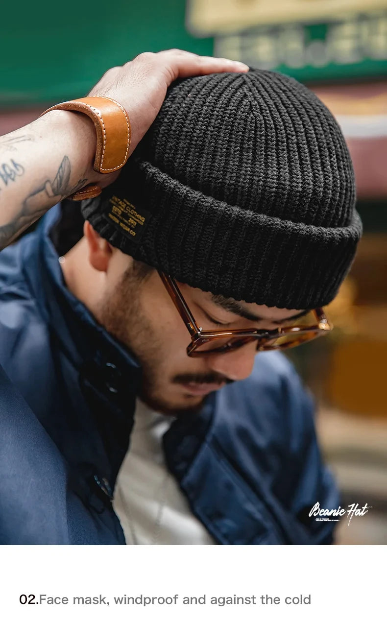 Maden Unisex Winter-Strickmütze mit Wollschal und Sturmhaube – warme und handgefertigte Freizeitmütze