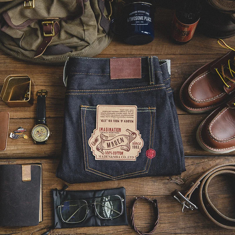 MADEN 14.5oz Selvedge Raw Denim – Embroidered Straight Fit