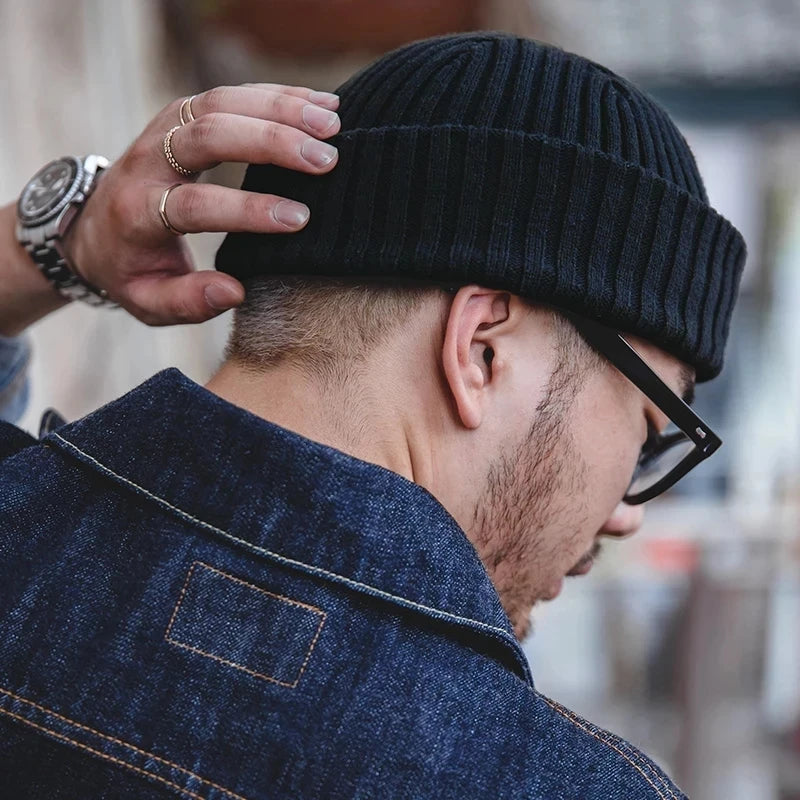 Maden Unisex Winter-Strickmütze mit Wollschal und Sturmhaube – warme und handgefertigte Freizeitmütze