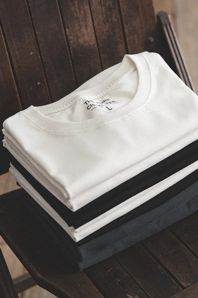 MADEN Heavyweight Cotton Tee – Black / Beige (1pc / 2pcs)