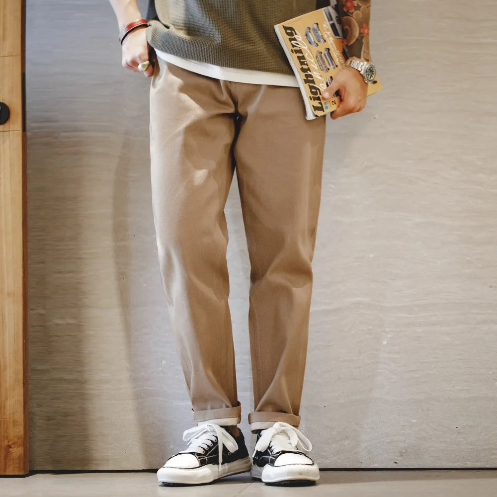 MADEN 11.7oz Redline Selvedge Denim – Khaki Straight Fit