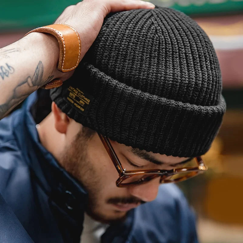 Maden Unisex Winter-Strickmütze mit Wollschal und Sturmhaube – warme und handgefertigte Freizeitmütze