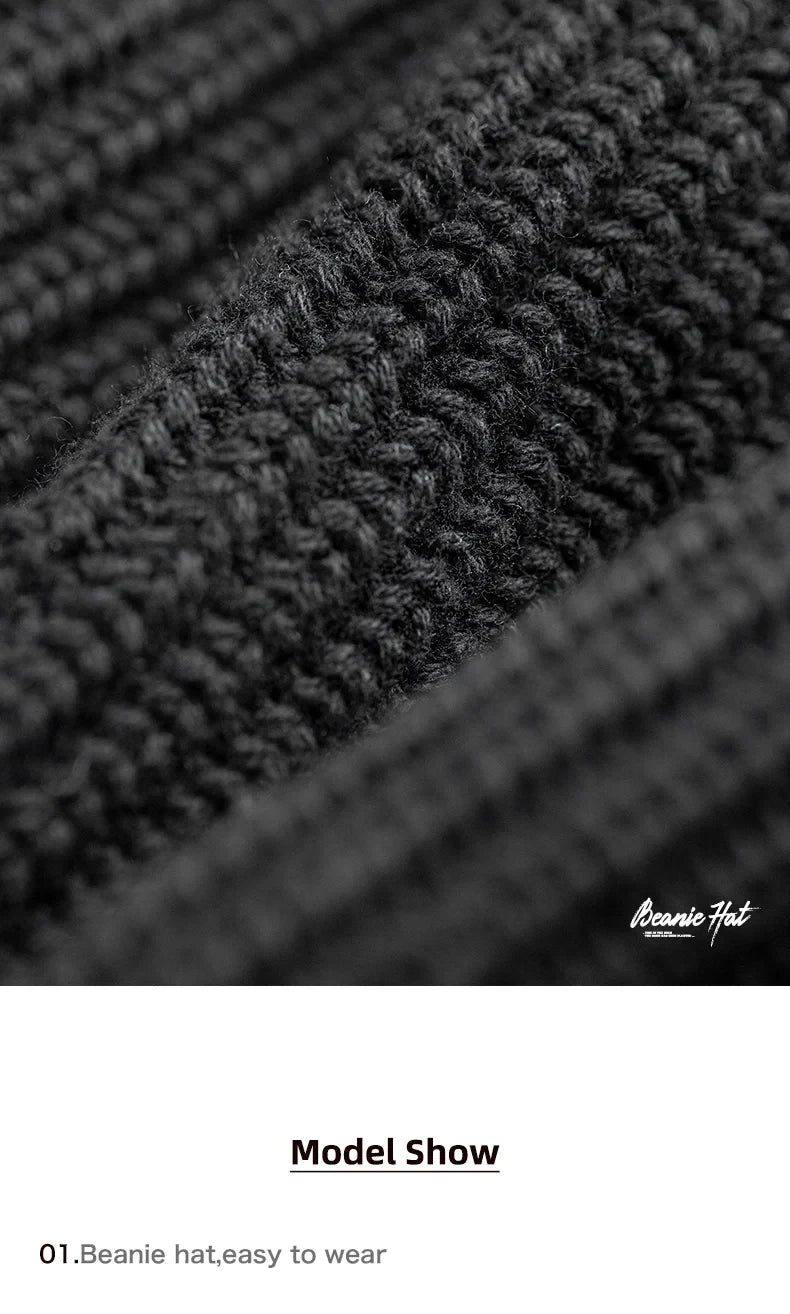 Maden Unisex Winter-Strickmütze mit Wollschal und Sturmhaube – warme und handgefertigte Freizeitmütze